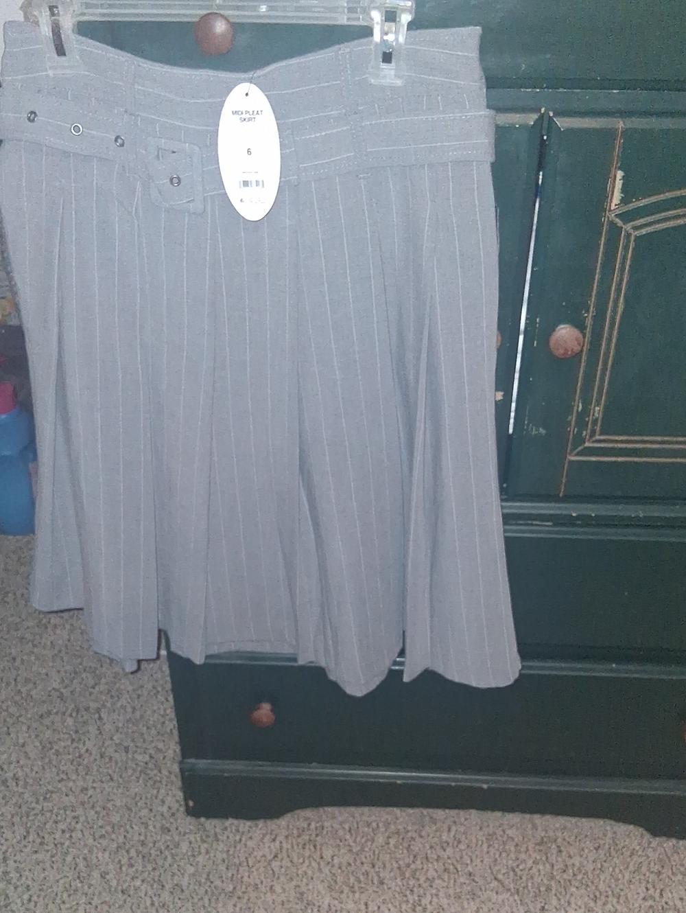 Scoop Midi Pleat Skirt Pleated Striped Midi Skirt Gray Size 6